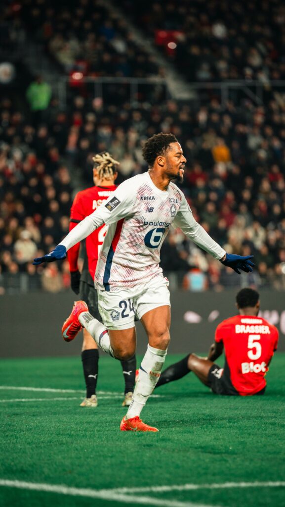 Late twist as former Gunner edges closer to return to England 4 Chuba Akpom celebrating a goal for Lille (Photo via Lille on Instagram)