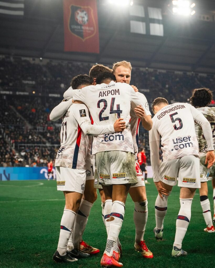 Former Gunner scores 2 goals in first 2 games in Ligue 1 4 Chuba Akpom celebrating a goal for Lille (Photo via Akpom on Instagram)