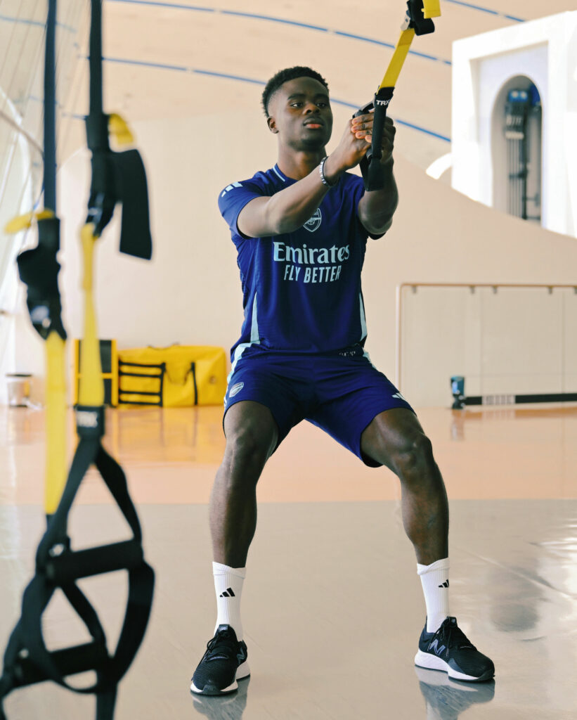Will Saka make it back? Arsenal star eyes Real Madrid return 2 Bukayo Saka working on his fitness with Arsenal (Photo via Arsenal.com)