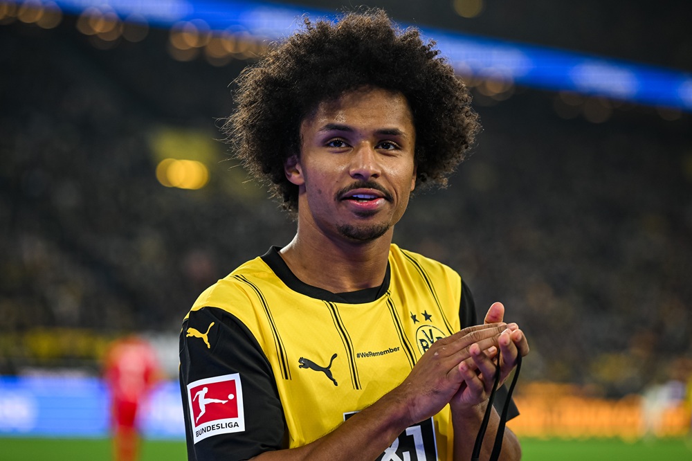 DORTMUND, GERMANY: Karim Adeyemi of Dortmund during the Bundesliga match between Borussia Dortmund and SV Werder Bremen at Signal Iduna Park on Jan...