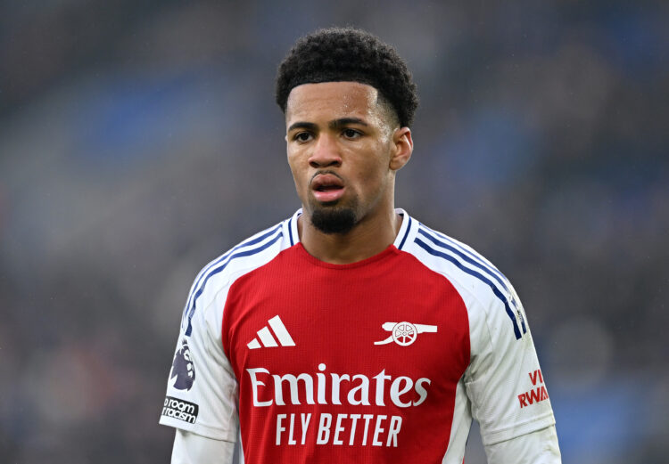 LEICESTER, ENGLAND - FEBRUARY 15: Ethan Nwaneri of Arsenal during the Premier League match between Leicester City FC and Arsenal FC at The King Pow...
