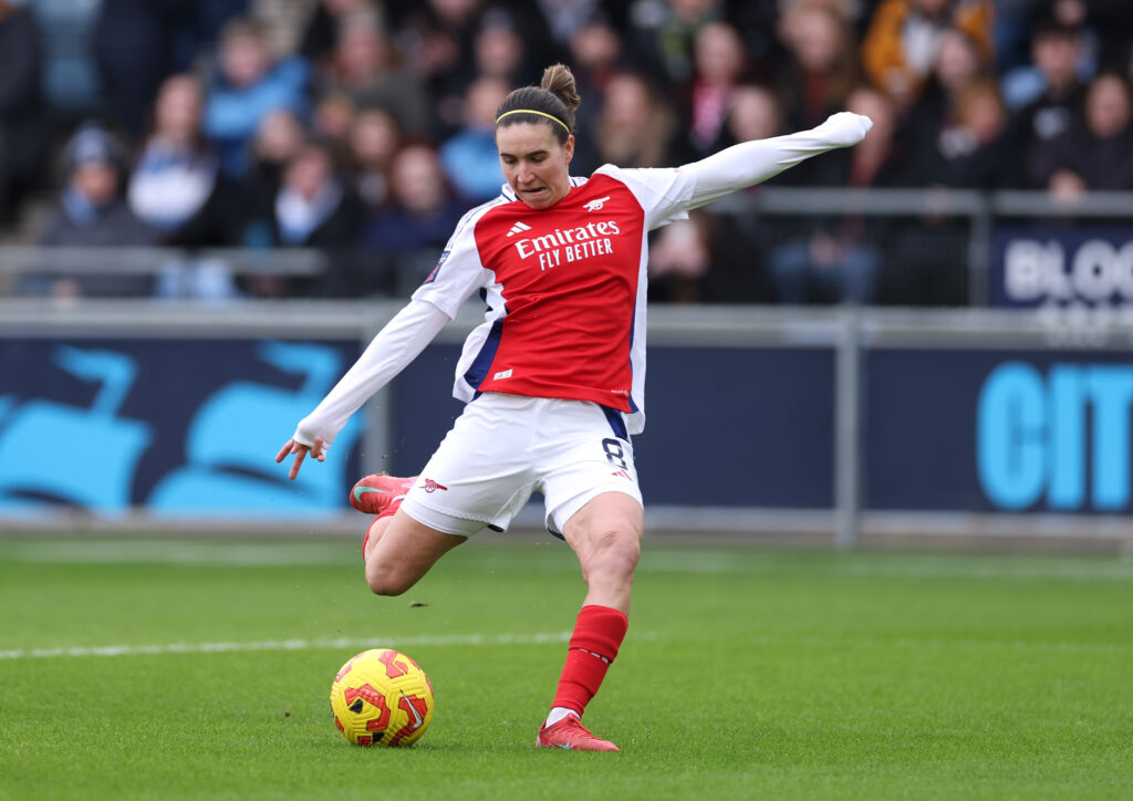 Renee Slegers’ bold approach—will it define Arsenal’s season? 3 MANCHESTER, ENGLAND - FEBRUARY 02: Mariona Caldentey of Arsenal scores her team's first goal during the Barclays Women's Super League match between Manchester City and Arsenal FC at Joie Stadium on February 02, 2025 in Manchester, England. (Photo by Naomi Baker/Getty Images)