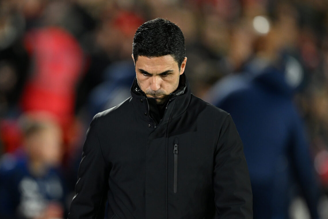 NOTTINGHAM, ENGLAND - FEBRUARY 26: Mikel Arteta, Manager of Arsenal, looks on prior to the Premier League match between Nottingham Forest FC and Ar...