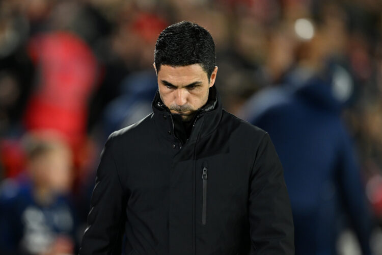 NOTTINGHAM, ENGLAND - FEBRUARY 26: Mikel Arteta, Manager of Arsenal, looks on prior to the Premier League match between Nottingham Forest FC and Ar...