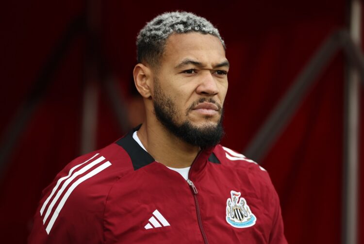 SOUTHAMPTON, ENGLAND: Joelinton of Newcastle United FC reacts as the teams walk out onto the pitch during the Premier League match between Southamp...