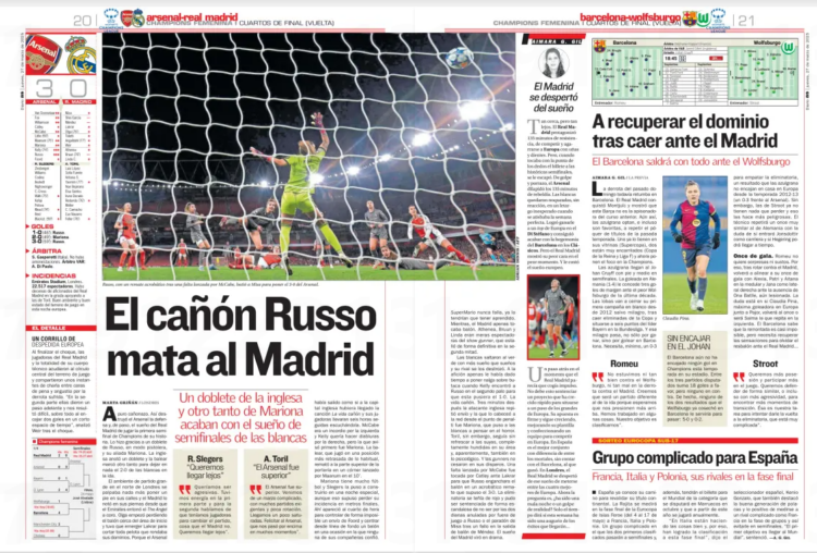 The Russo cannon kills Madrid A double by the Englishwoman and another goal by Mariona end White's semi-final dream AS27 Mar 2025 Russo, with an ac...