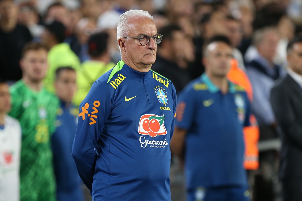 BUENOS AIRES, ARGENTINA: Dorival Junior, Head Coach of Brazil reacts prior to the South of American FIFA World Cup 2026 Qualifier between Argentina and Brazil at Estadio Más Monumental Antonio Vespucio Liberti on March 25, 2025. (Photo by Daniel Jayo/Getty Images)