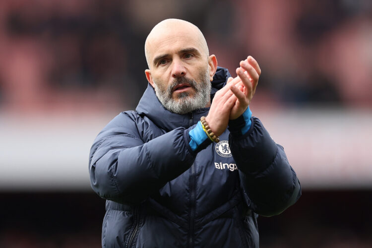 LONDON, ENGLAND - MARCH 16: Enzo Maresca, Manager of Chelsea, acknowledges the fans after the Premier League match between Arsenal FC and Chelsea F...
