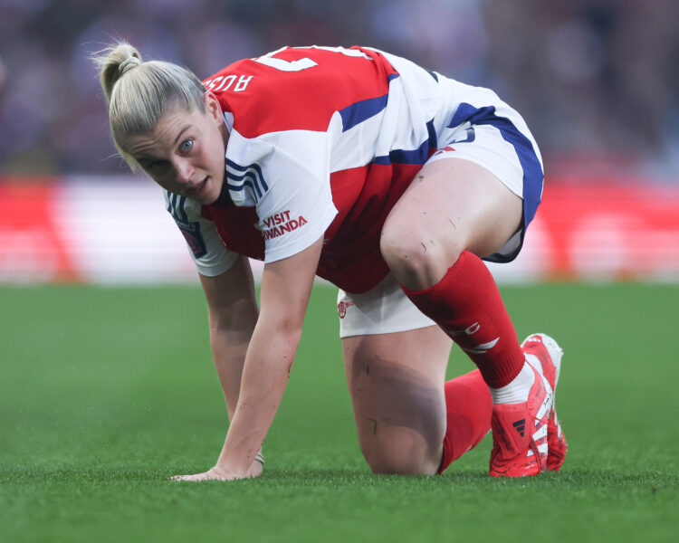 LONDON, ENGLAND - MARCH 22: Alessia Russo of Arsenal Football Club at Emirates Stadium on March 22, 2025 in London, England. (Photo by Richard Pelh...