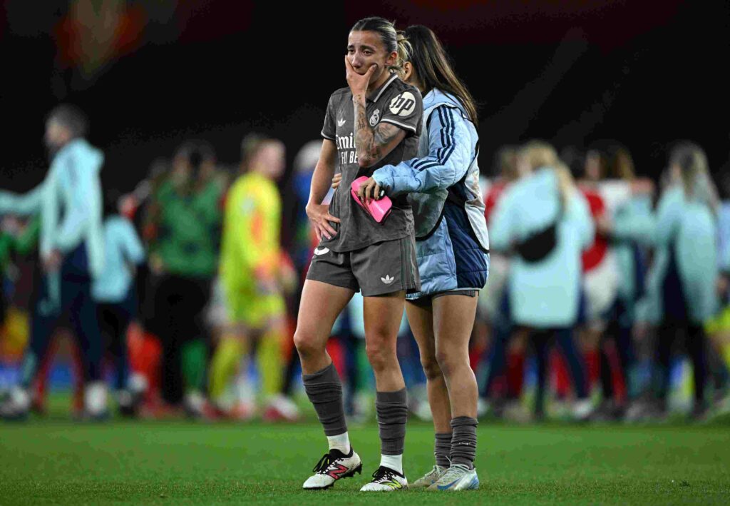'The Russo cannon kills Madrid': How the Spanish papers reported Arsenal’s destruction of Real Madrid 6 LONDON, ENGLAND - MARCH 26: Sheila Garcia of Real Madrid looks dejected after the team's defeat and being eliminated from the UEFA Women's Champions League after the UEFA Women's Champions League Quarter Finals Second Leg match between Arsenal FC and Real Madrid CF at Emirates Stadium on March 26, 2025 in London, England. (Photo by Justin Setterfield/Getty Images)
