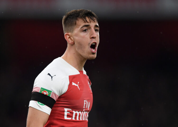 LONDON, ENGLAND - OCTOBER 31: Julio Pleguezuelo of Arsenal during the Carabao Cup Fourth Round match between Arsenal and Blackpool at Emirates Stad...