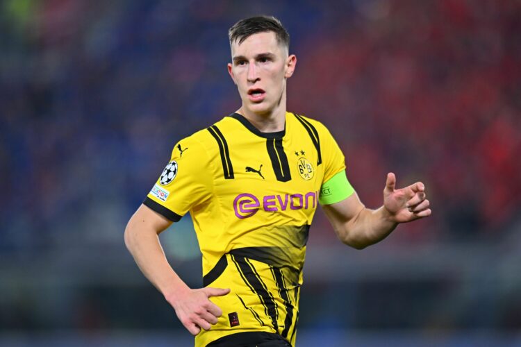 BOLOGNA, ITALY - JANUARY 21: Nico Schlotterbeck of Borussia Dortmund during the UEFA Champions League 2024/25 League Phase MD7 match between Bologn...