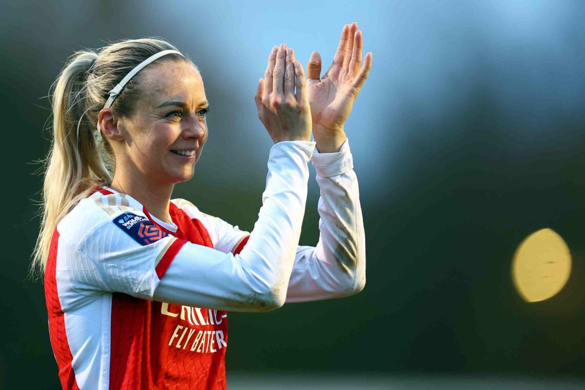 CRAWLEY, ENGLAND - NOVEMBER 19: Amanda Ilestedt of Arsenal acknowledges fans after the Barclays Women´s Super League match between Brighton & H...