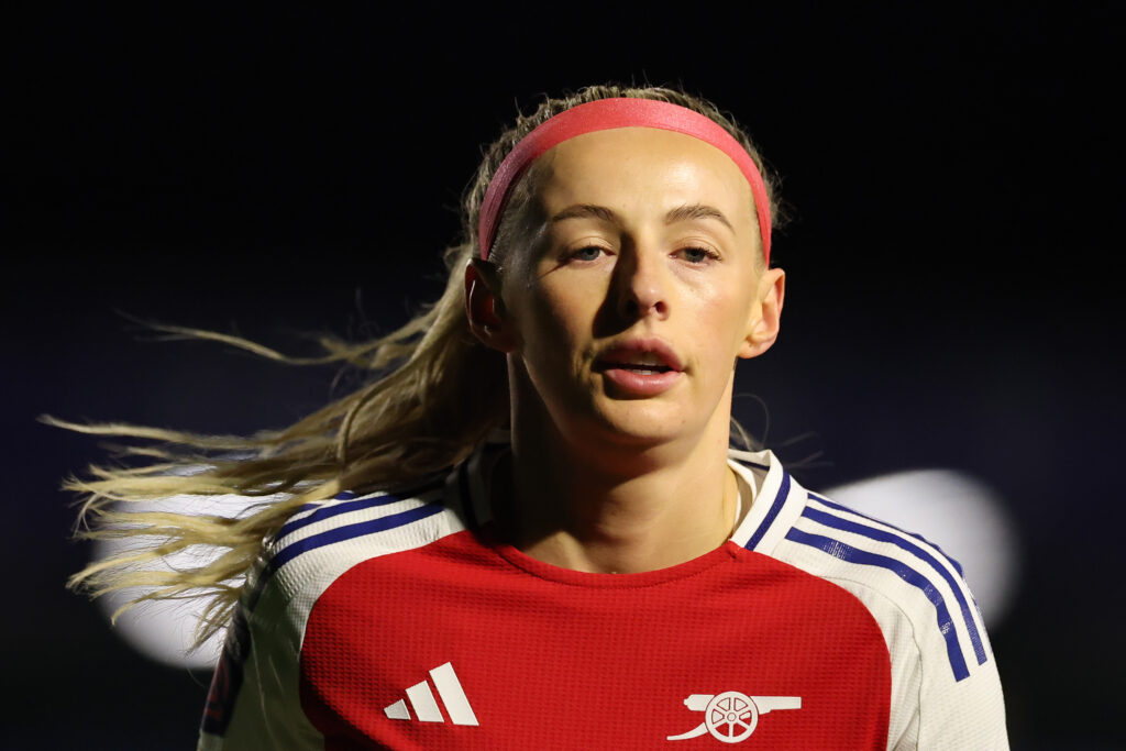 Arsenal women suffer double injury blow on international duty 2 LIVERPOOL, ENGLAND - MARCH 14: Chloe Kelly of Arsenal in action during the Barclays Women's Super League match between Everton FC and Arsenal FC at Walton Hall Park on March 14, 2025 in Liverpool, England. (Photo by Jan Kruger/Getty Images)