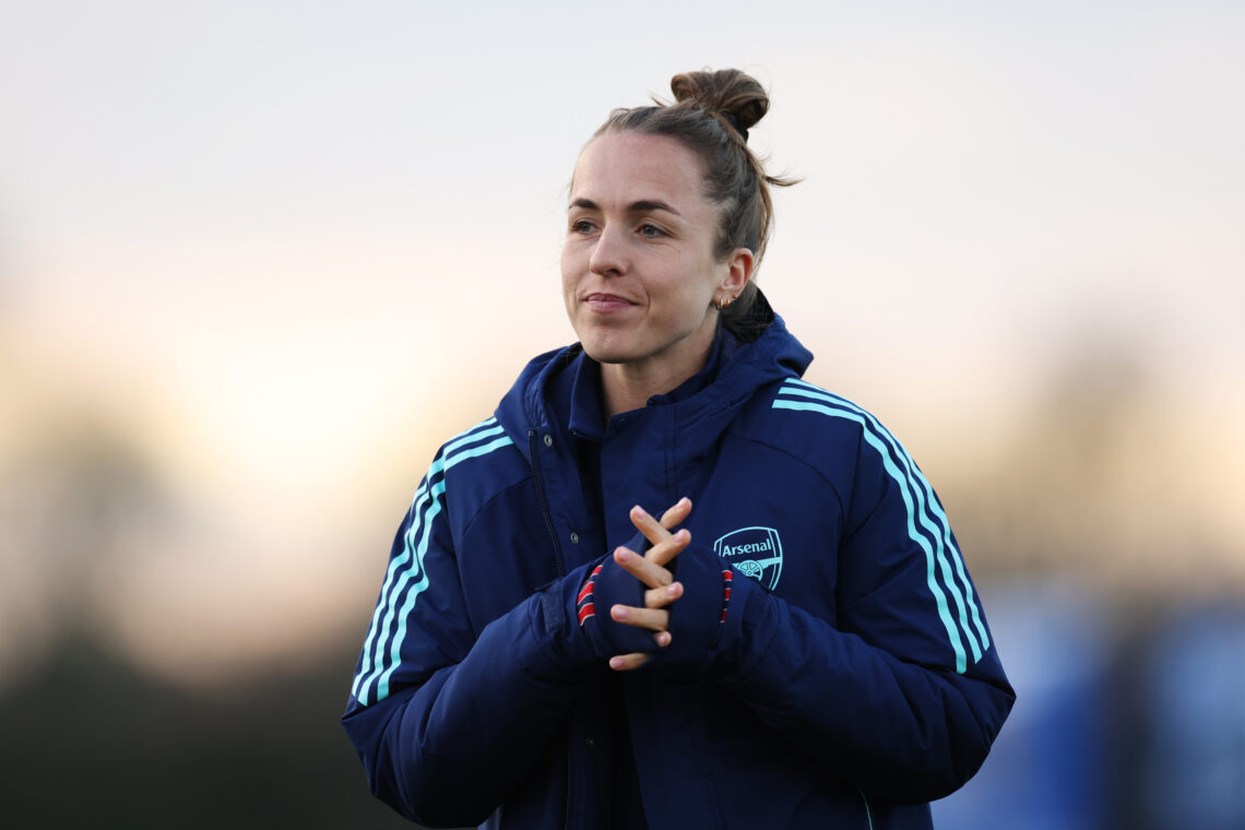 LIVERPOOL, ENGLAND - MARCH 14: Lia Walti of Arsenal inspect the pitch prior to the Barclays Women's Super League match between Everton FC and Arsen...