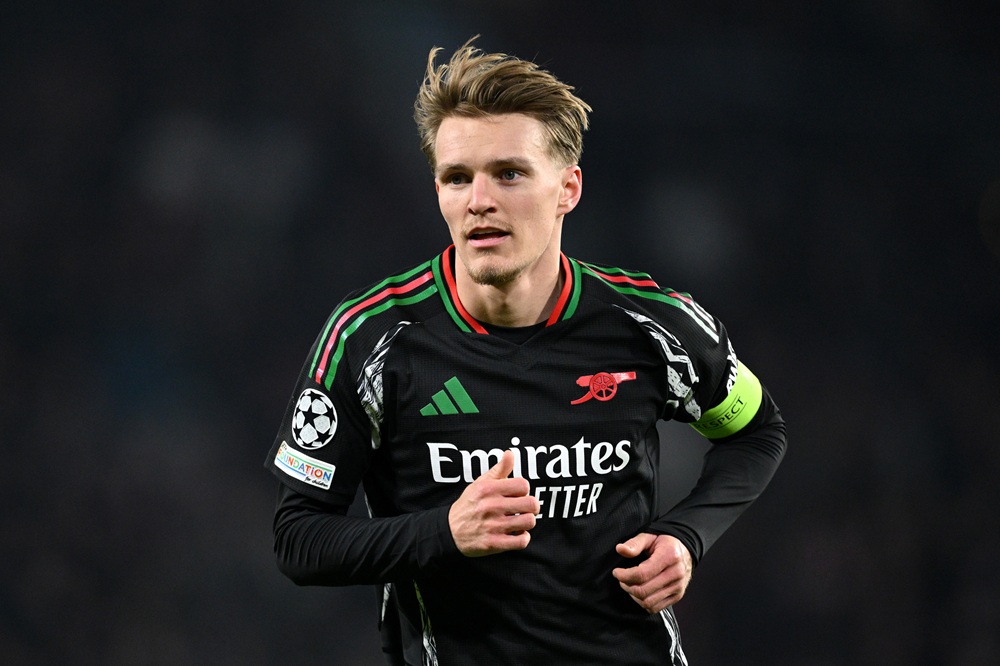 Declan Rice defends Odegaard as Arsenal captain 4 EINDHOVEN, NETHERLANDS: Martin Odegaard of Arsenal during the UEFA Champions League 2024/25 UEFA Champions League 2024/25 Round of 16 first leg match between PSV and Arsenal FC on March 04, 2025. (Photo by Justin Setterfield/Getty Images)