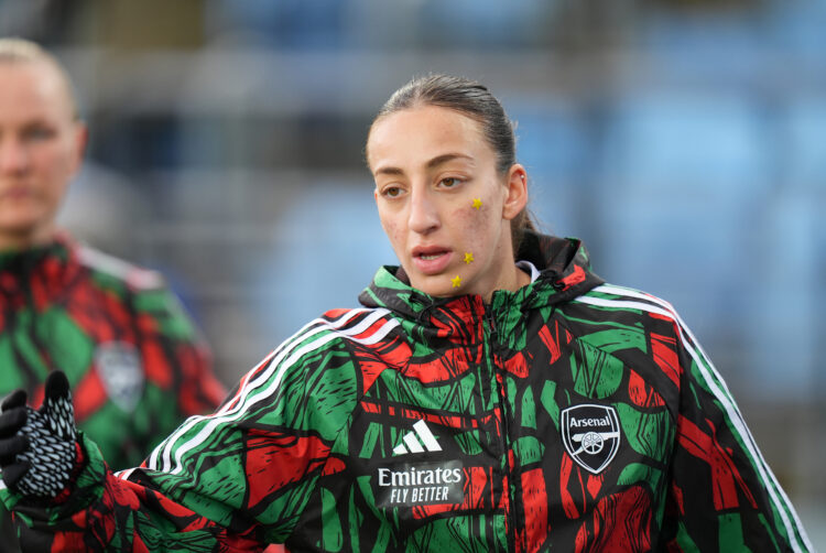 MADRID, SPAIN - MARCH 18: Rosa Kafaji of Arsenal looks on during her warm up prior to the UEFA Women's Champions League Quarter Finals First Leg ma...