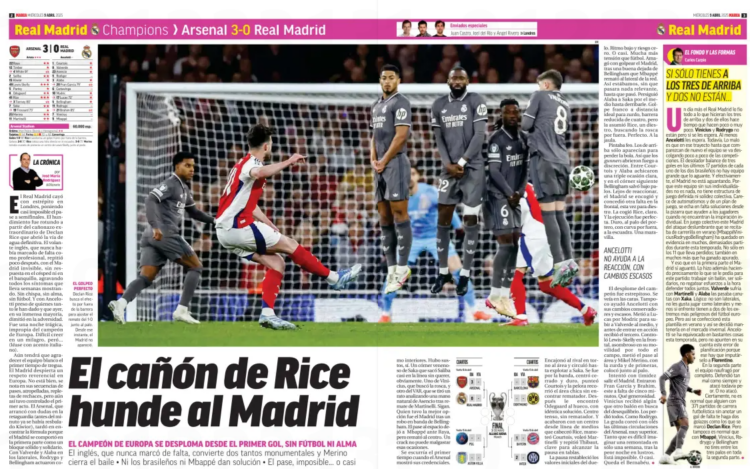 The Rice cannon sinks the Madrid THE EUROPEAN CHAMPION COLLAPSES FROM THE FIRST GOAL, WITHOUT FOOTBALL OR SOUL The Englishman, who never scored fro...