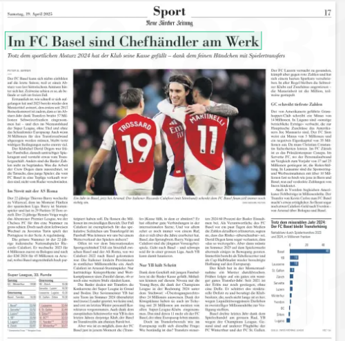 Clubs go to court over Arsenal man’s fee 3 At FC Basel, master dealers are at work Despite the sporting collapse in 2024, the club has filled its coffers – thanks to a fine touch with player transfers CHRIS RADBURN / REUTERS One year in Basel, now at Arsenal: the Italian Riccardo Calafiori (with headband) is still providing a financial windfall to FC Basel. FC Basel has no reason to be proud of last season, as it suffered a collapse of almost historic proportions. At times, it seemed the club was in free fall. What is astonishing is how quickly it recovered and is already aiming for the league title again in 2025 – its first since 2017. Also remarkable is that, in its collapse year, the club generated gross transfer revenues of 57 million Swiss francs – and this in the no man’s land of the Super League, without titles and without the shop window of European competition. Even after subtracting 30 million for transfer-related expenses, a considerable net amount remains despite adverse conditions. Club president David Degen was previously a footballer and later a busy player agent and knows a thing or two about the transfer business. There is no other explanation for Basel’s numbers. What distinguishes the work of Degen’s team is the fact that young players sold from FC Basel to top leagues don’t disappear from the radar. In dispute with AS Roma Thierno Barry, 22, transferred to Villarreal, currently fifth in La Liga. Barry is a regular starter and has scored 10 goals in 29 matches. Renato Veiga, 21, ventured into the Premier League, where Chelsea FC seemed a step too far. But after a loan move to Juventus, the Portuguese player now features regularly in Serie A. The biggest name is 22-year-old Italian international Riccardo Calafiori. He moved to Bologna in 2023 for €4 million and after Euro 2024 joined Arsenal for €45 million, with Basel reportedly taking an unusually high share. Millions in the double-digit range flowed. The Calafiori case exemplifies the speculative tug-of-war over transfer money in football: what can we secure for ourselves from a player's resale? A legal dispute between Basel and AS Roma is currently open before the Court of Arbitration for Sport (CAS). Calafiori had joined Basel from Roma in 2022. The Italians are demanding commission payments in the high millions. Calafiori is also a regular starter at Arsenal. Only persistent knee problems and periods out of action cast some doubt on whether he can reach the next level. Basel is out-trading the rest of the Super League with transfers. Reigning champions YB (Young Boys) overestimated their squad in the summer of 2024 and identified (new) leaders where there were none, making personnel corrections only last winter. Thanks to its European spotlight, YB had been the club that could most closely rival Basel in transfer income in recent years. But how is it possible that FC Basel is filling its (transfer) coffers just as it is collapsing? It apparently has good connections in the international scene. And above all, it still benefits from a reputation it has built up over the years. Basel, the springboard. Barry, Veiga, and Calafiori are the latest showcase examples. Go to Basel – and suddenly you’re in a big league. YB can also market that. Only YB keeps pace Thanks to the business of young footballers, Basel’s coffers are full. The only club that can keep up at this level is Young Boys, who, thanks to the Champions League, reported over 24 million in their 2024 accounts under “broadcasting rights.” Thanks to Europe’s elite competition, they also led ticket revenue with 28 million – 11 million more than Basel, who had to live without European football. But in both the transfer market and European competition, the same question arises: how sustainable is it? In 2024, transfers accounted for 60 percent of Basel’s income. When FC Basel executives presented the figures to the media a few days ago, they stated that the risk was “manageable.” David Degen even said that “this will continue.” But for that to happen, the transfer market will again need to move significantly in summer 2025. As league leaders and cup semifinalists, there is again legitimate hope for Europe. The club has currently broken a pattern. Previously, a good transfer year was often followed by a weaker one. Since 2021, revenue has only increased, without a dip. It covers the structural deficit and reassures the club’s owners, who, not so long ago, had to provide double-digit million loans due to liquidity shortages. Basel spun the big wheel last year thanks to player trading, YB thanks to the Champions League. On a different level, FC Winterthur and FC St. Gallen are financially healthy. FC Luzern is trying to get healthy but is struggling with red numbers and has committed to a strict austerity plan. As a rule, Swiss clubs remain dependent on subsidies – the unit of measurement is the million, sometimes stacked. GC (Grasshopper Club) reports deep red figures. The Grasshopper Club, led by Americans, reports a deficit of 14 million. In Lugano, “other operating income” is listed, which mainly refers to subsidies from American Joe Mansueto. FC Sion reports a deficit of 5 million and negative equity of 35 million. Christian Constantin must provide guarantees. At FC Zürich, it's the Canepa couple. At Servette FC, where personnel expenses rose from 17 to 25 million compared to the previous year, it’s the Rolex Foundation. In Lausanne, sponsorship and advertising income of over 10 million is almost as high as in Bern and Basel, suggesting hidden payments from Ineos. In Yverdon, Americans also cover multimillion shortfalls. The transfer of Kevin Carlos to FC Basel makes it somewhat more bearable. So a bit of Calafiori money flows to Yverdon – from Arsenal via Bologna and Basel.