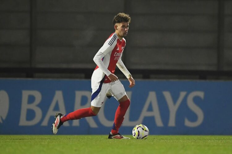 Brayden Clarke playing for the Arsenal academy (Photo via Clarke on Instagram)