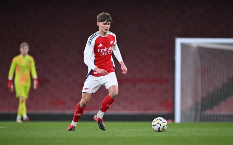 Will Sweet playing for the Arsenal academy (Photo via Sweet on Instagram)