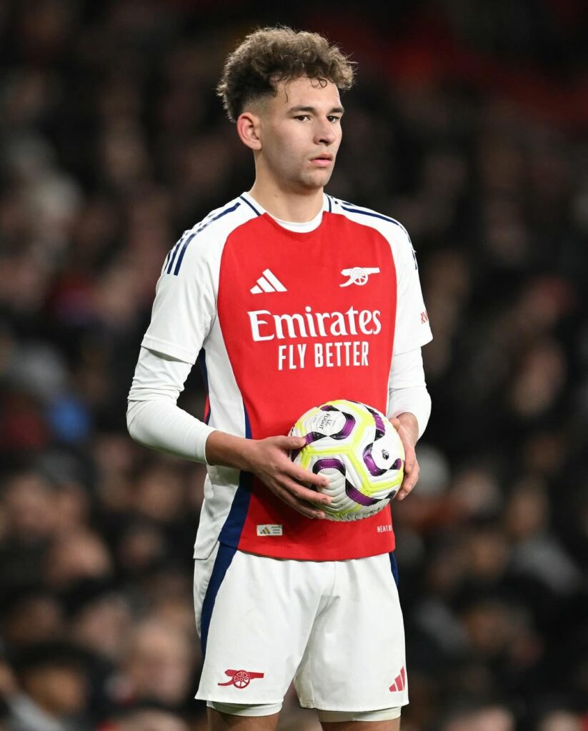 Brayden Clarke playing for the Arsenal academy (Photo via Clarke on Instagram)