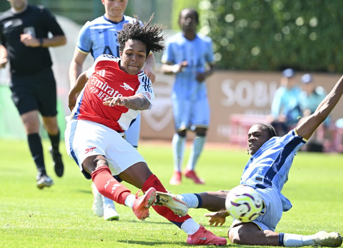 Louis Zecevic-John scores for the Arsenal u18s (Photo via Arsenal Academy on Twitter)