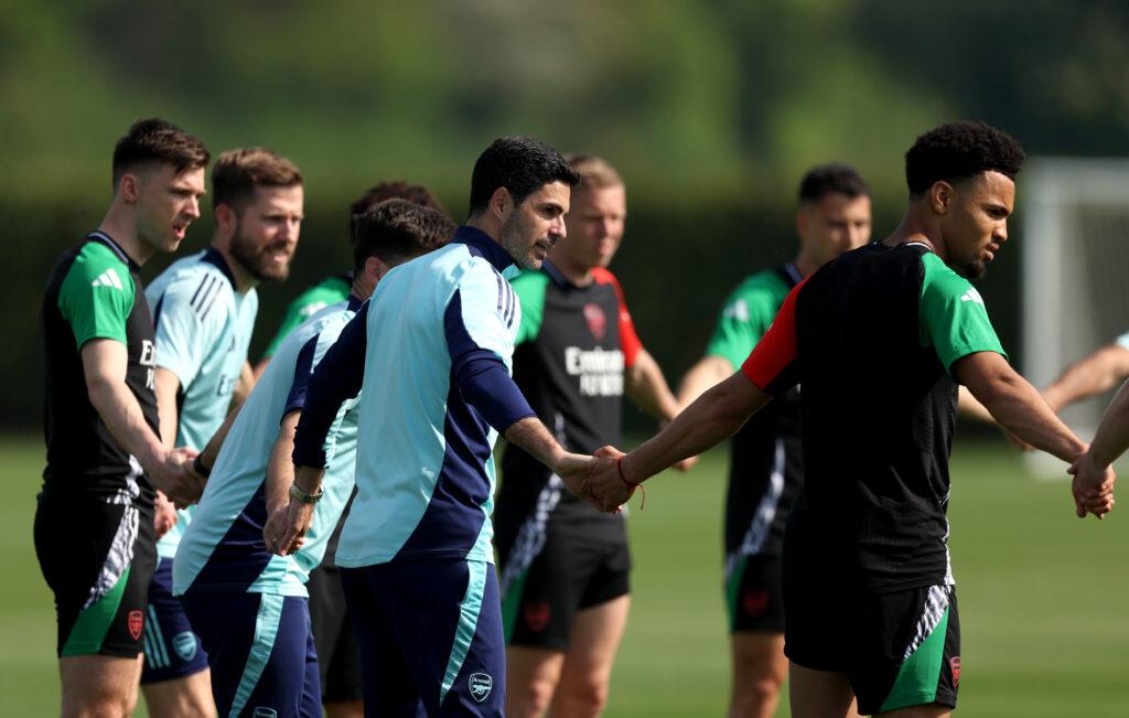 4 Arsenal youth players in line to join senior squad vs PSG 4 arsenal fc training session and press conference uefa champions league 2024 25 semi final first leg 1