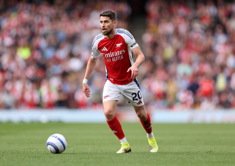 LONDON, ENGLAND - APRIL 12: Jorginho of Arsenal during the Premier League match between Arsenal FC and Brentford FC at Emirates Stadium on April 12...