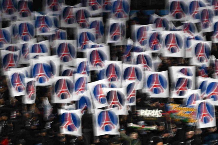 BIRMINGHAM, ENGLAND - APRIL 15: Paris Saint-Germain fans show their support during the UEFA Champions League 2024/25 Quarter Final Second Leg match...