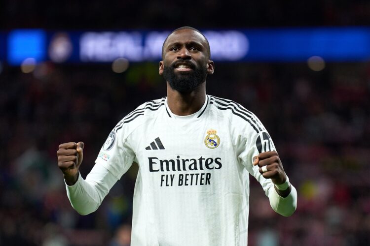 MADRID, SPAIN: Antonio Ruediger of Real Madrid celebrates victory after Real Madrid defeat Atletico de Madrid in the penalty shoot out during the U...