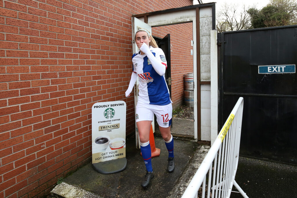 Arsenal legend steps up behind the scenes to fund player's ACL rehab 3 BLACKBURN, ENGLAND - NOVEMBER 15: Kayleigh McDonald of Blackburn Rovers makes her way from a makeshift changing room during the Barclays FA Women's Championship match between Blackburn Rovers and Liverpool at The Sir Tom Finney Stadium on November 15, 2020 in Blackburn, England. Sporting stadiums around the UK remain under strict restrictions due to the Coronavirus Pandemic as Government social distancing laws prohibit fans inside venues resulting in games being played behind closed doors. (Photo by Lewis Storey/Getty Images)
