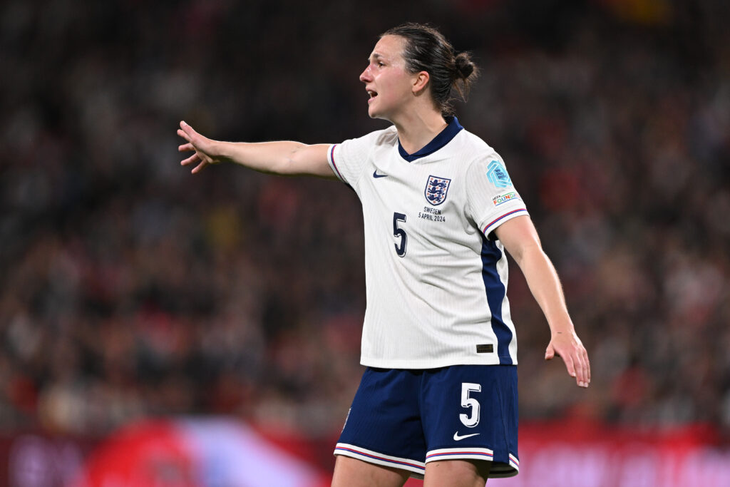 Arsenal 26yo signs new contract 4 LONDON, ENGLAND - APRIL 05: Lotte Wubben-Moy of England gestures during the UEFA Women's European Qualifier match between England and Sweden on April 05, 2024 in London, England. (Photo by Mike Hewitt/Getty Images) (Photo by Mike Hewitt/Getty Images)