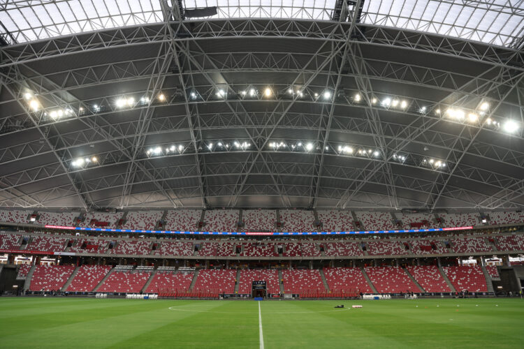 SINGAPORE, SINGAPORE - AUGUST 02: General view of the pitch before the pre-season friendly match between Liverpool and Bayern Muenchen at the Natio...