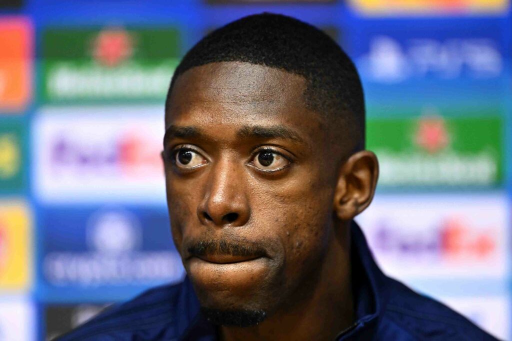 BIRMINGHAM, ENGLAND - APRIL 14: Ousmane Dembele of Paris Saint-Germain looks on during a press conference ahead of their UEFA Champions League 2024/25 quarter final second leg match against Aston Villa at Villa Park on April 14, 2025 in Birmingham, England. (Photo by Dan Mullan/Getty Images)