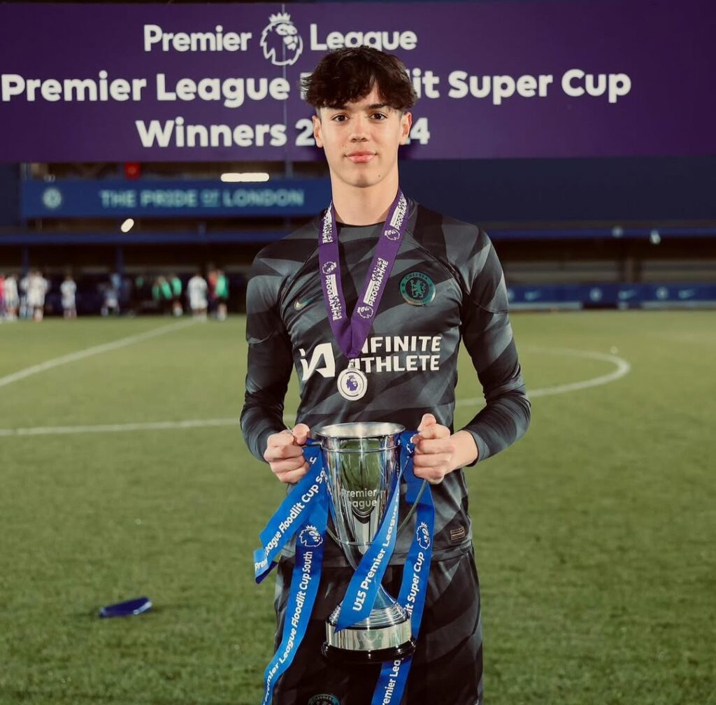 Chelsea reject Arsenal bid for young prospect 2 Freddy Bernal poses with the Premier League Floodlit Super Cup trophy in 2023/24 (Photo via Bernal on Instagram)