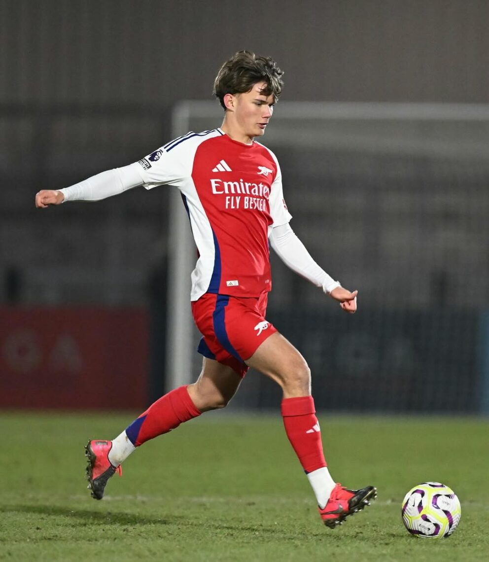 Will Sweet playing for the Arsenal academy (Photo via Sweet on Instagram)