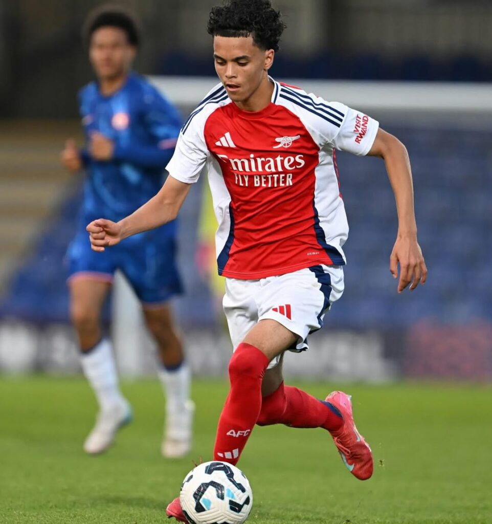 £1.1m 15yo helps Arsenal beat Chelsea to academy trophy 2 Kyran Thompson playing for Arsenal (Photo via Thompson on Instagram)