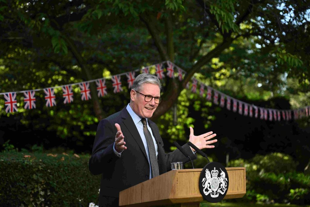 Trump phones Starmer during Arsenal Champions League match in late-night power play 3 UK Prime Minister Keir Starmer delivers a speech in the garden of 10 Downing Street, ahead of a reception in for athletes from Team GB and Paralymp...