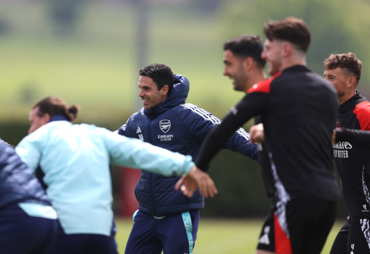 arsenal fc training session and press conference uefa champions league 2024 25 semi final second leg 1