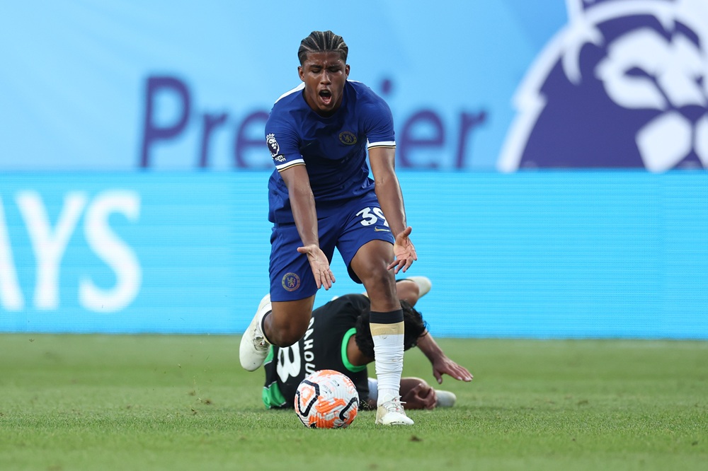 PHILADELPHIA, PENNSYLVANIA: Andrey Santos of Chelsea reacts after a play during the first half of the pre season friendly match against the Brighton & Hove Albion at Lincoln Financial Field on July 22, 2023. (Photo by Tim Nwachukwu/Getty Images)