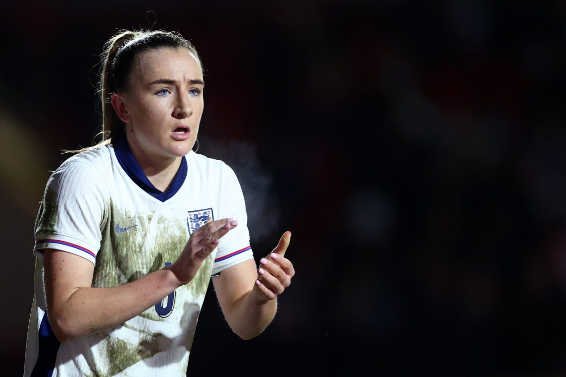 WALSALL, ENGLAND - FEBRUARY 20: Teyah Goldie of England encourages her team-mates during the Women's U23 international between England and Germany ...