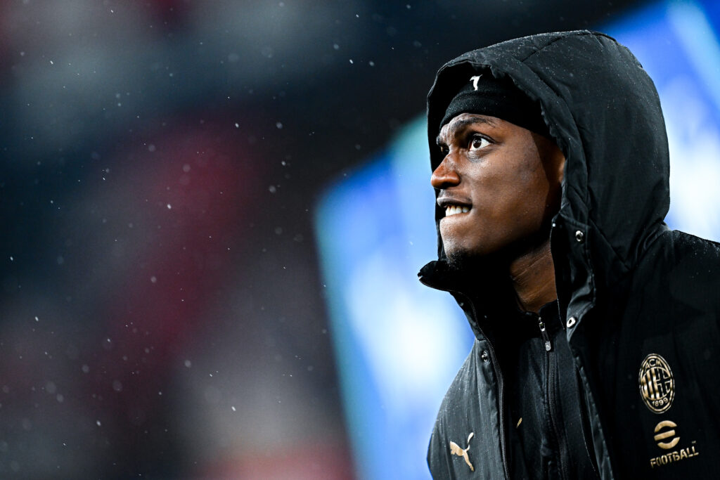 GENOA, ITALY - MAY 5: Rafael Leao of Milan looks on prior to kick-off in the Serie A match between Genoa and AC Milan at Stadio Luigi Ferraris on May 5, 2025 in Genoa, Italy. (Photo by Simone Arveda/Getty Images)