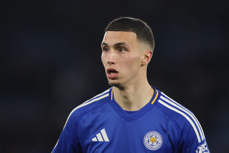 LEICESTER, ENGLAND: Bilal El Khannouss during the Premier League match between Leicester City FC and Newcastle United FC at The King Power Stadium ...