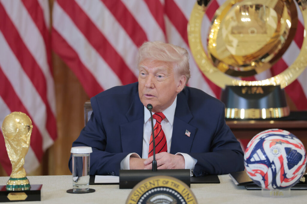 Trump phones Starmer during Arsenal Champions League match in late-night power play 2 WASHINGTON, DC - MAY 06: U.S. President Donald Trump speaks during a meeting with the White House Task Force for the 2026 World Cup in the East Room of the White House on May 06, 2025 in Washington, DC. President Trump gathered the task force for the first time to hear from his Cabinet members in the ways their departments are preparing for the summer games. (Photo by Anna Moneymaker/Getty Images)