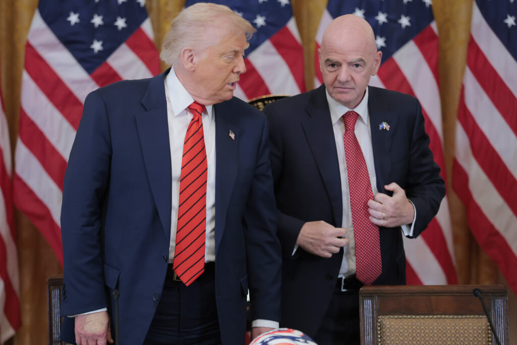 Trump phones Starmer during Arsenal Champions League match in late-night power play 4 WASHINGTON, DC - MAY 06: U.S. President Donald Trump speaks alongside President of Fédération Internationale de Football Association (FIFA) Gianni Infantino during a meeting with the White House Task Force for the 2026 World Cup in the East Room of the White House on May 06, 2025 in Washington, DC. President Trump gathered the task force for the first time to hear from his Cabinet members in the ways their departments are preparing for the summer games. (Photo by Anna Moneymaker/Getty Images)