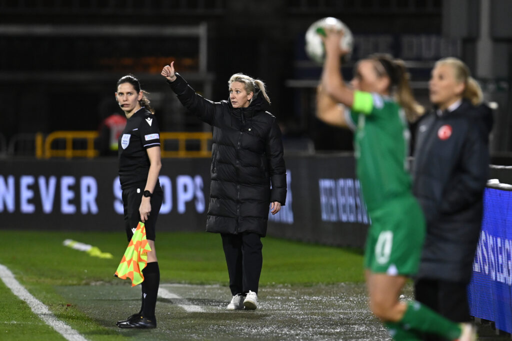 Ireland squad heading to Lisbon to support McCabe in Champions League final 3 TALLAGHT, IRELAND - FEBRUARY 21: Carla Ward, Head Coach of Republic of Ireland gestures during the UEFA Women's Nations League 2024/25 Grp B2 MD1 match between Republic of Ireland and Türkiye at Tallaght Stadium on February 21, 2025 in Tallaght, Ireland. (Photo by Charles McQuillan/Getty Images)