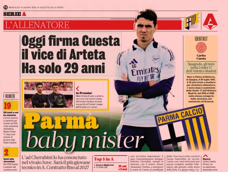Today signs Cuesta Arteta's deputy Is only 29 years old Ad Cherubini met him in the nursery J He will be the youngest technician in A. Contract unt...