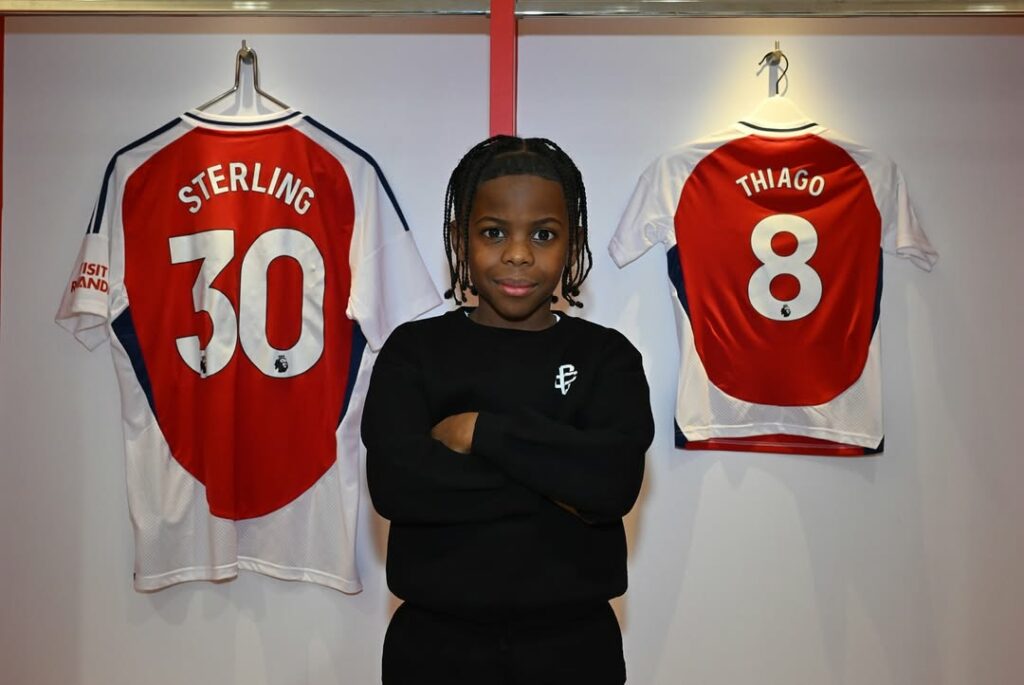 Arsenal player's son signs for the Gunners' academy 4 Thiago Sterling after signing for Arsenal (Photo via Paige Milian on Instagram)