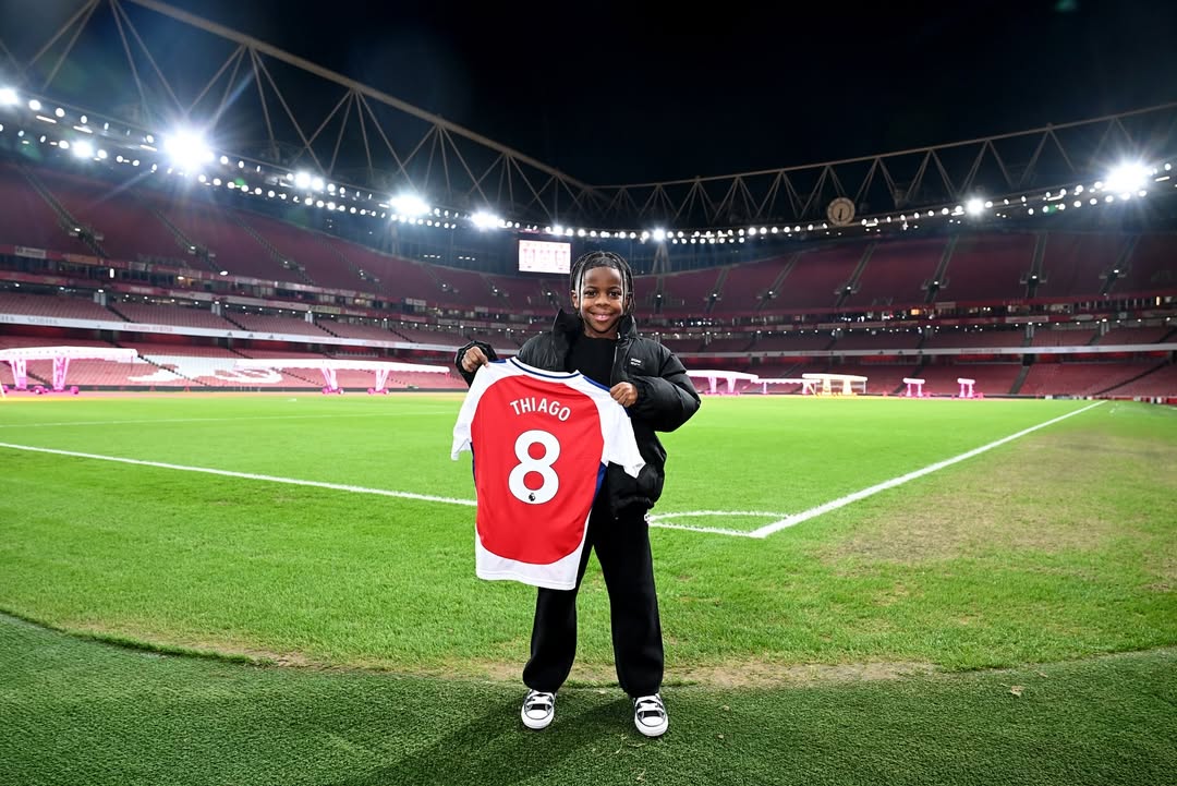 Thiago Sterling after signing for Arsenal (Photo via Paige Milian on Instagram)